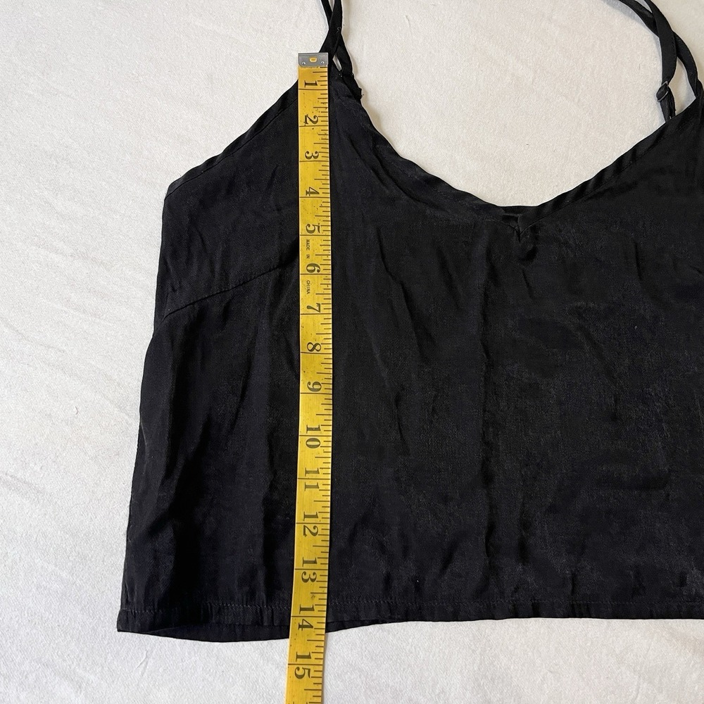 MINKPINK Black Slinky Tank Top Women's Med Spaghetti Strap Cropped Goth Summer - Picture 7 of 7